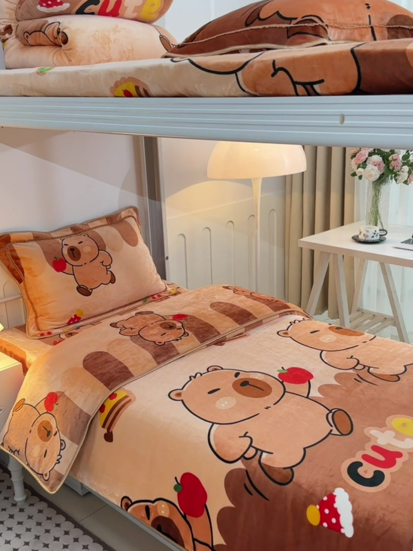 91家纺网 家纺一手货源 找家纺 （总）硕喜 2025新款学生宿舍床系列牛奶绒学生三件套