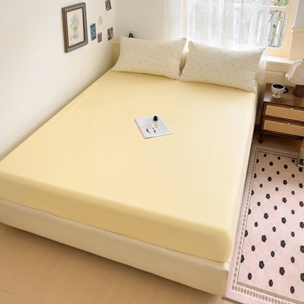 91家纺网 家纺一手货源 找家纺 （总）夜笙家纺 2025新款纯色水洗棉双层纱单品床笠