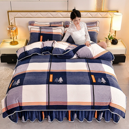 91家纺网 家纺一手货源 找家纺 （总）硕喜 2025新款新8.5斤法莱绒四件套珊瑚牛奶金貂绒四件套床裙款