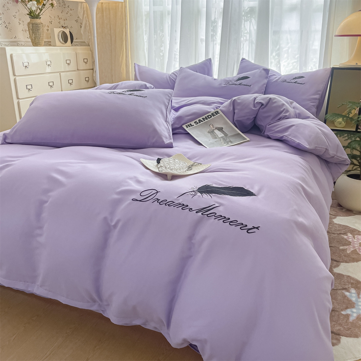 91家纺网 家纺一手货源 找家纺 （总）义博家纺 2025新款A类刺绣四件套-羽毛