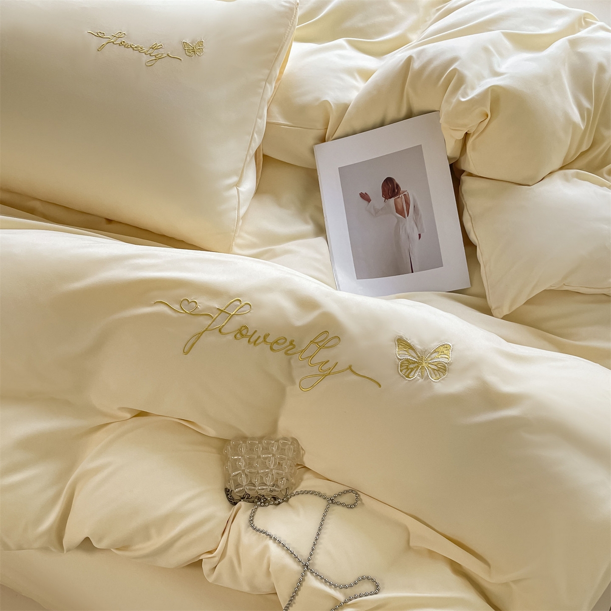 91家纺网 家纺一手货源 找家纺 （总）义博家纺 2025新款A类云朵刺绣四件套-蝴蝶