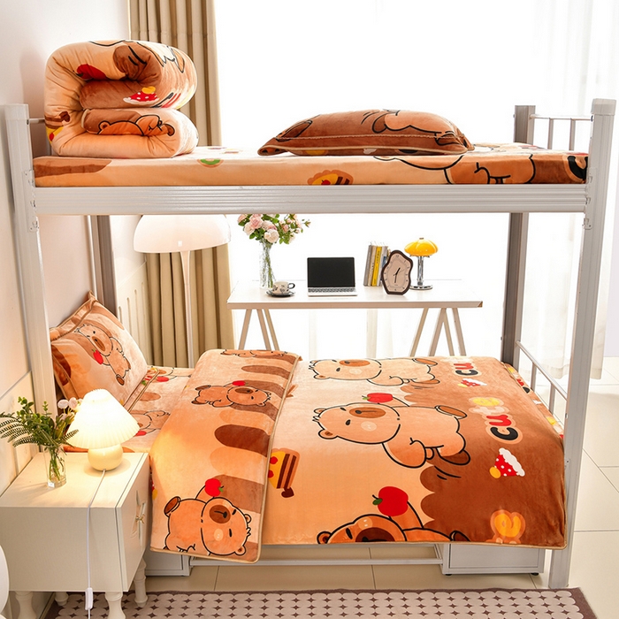 91家纺网 家纺一手货源 找家纺 （总）硕喜 2025新款学生宿舍床系列牛奶绒学生三件套