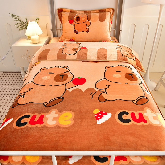 91家纺网 家纺一手货源 找家纺 （总）硕喜 2025新款学生宿舍床系列牛奶绒学生三件套