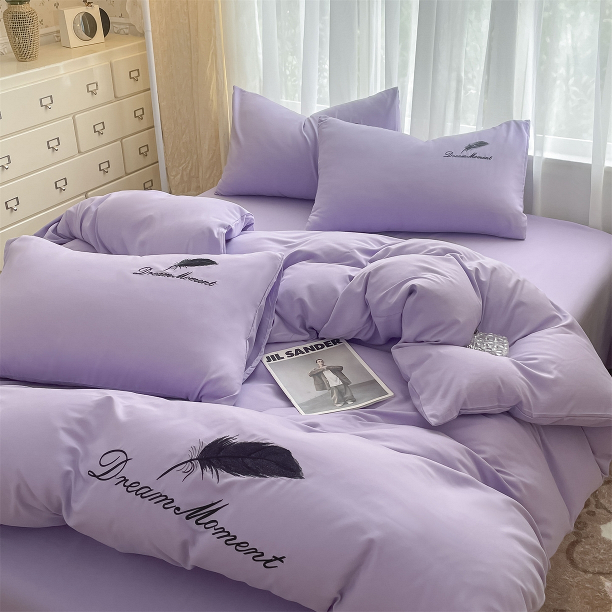 91家纺网 家纺一手货源 找家纺 （总）义博家纺 2025新款A类刺绣四件套-羽毛