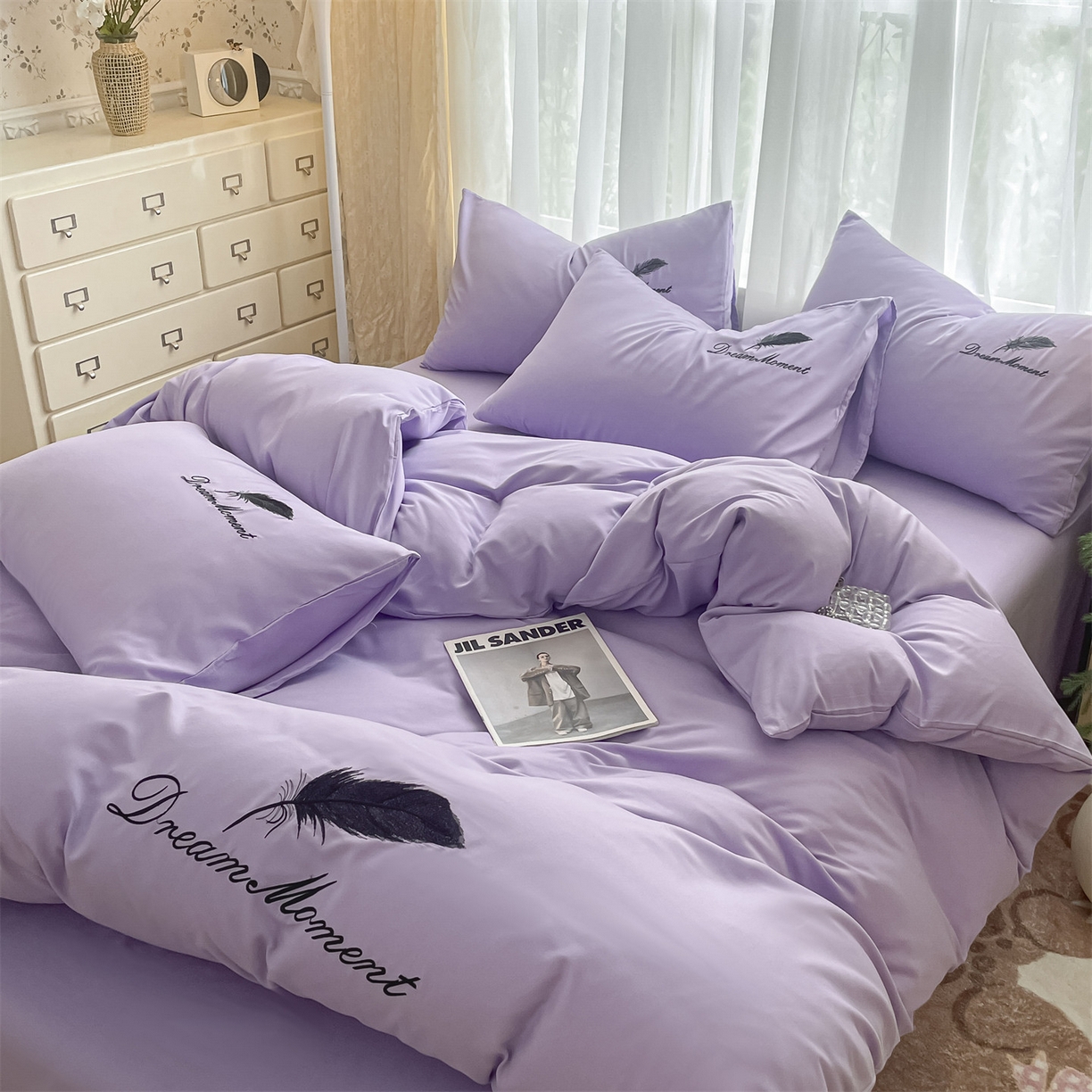 91家纺网 家纺一手货源 找家纺 （总）义博家纺 2025新款A类刺绣四件套-羽毛