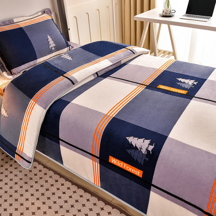 91家纺网 家纺一手货源 找家纺 硕喜 2025新款学生宿舍床系列牛奶绒学生三件套 格调生活