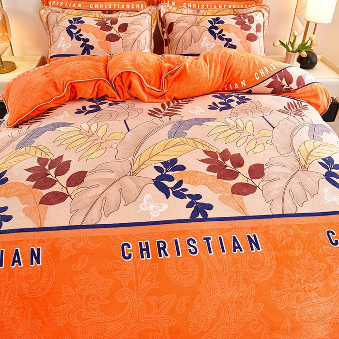 91家纺网 家纺一手货源 找家纺 硕喜 2025新款新8.5斤法莱绒四件套珊瑚牛奶金貂绒四件套床裙款 金枝玉叶