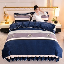 91家纺网 家纺一手货源 找家纺 硕喜 2025新款新8.5斤法莱绒四件套珊瑚牛奶金貂绒四件套床裙款 青春岁月,青春岁月