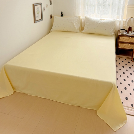 91家纺网 家纺一手货源 找家纺 （总）夜笙家纺 2025新款纯色水洗棉双层纱单品床单