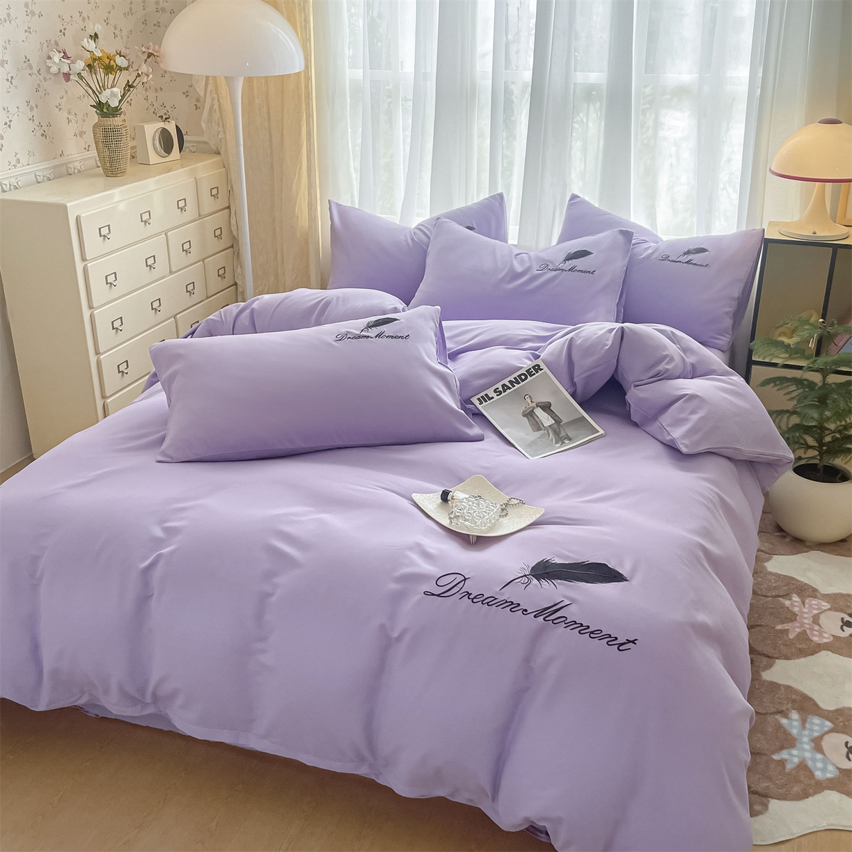 91家纺网 家纺一手货源 找家纺 （总）义博家纺 2025新款A类刺绣四件套-羽毛