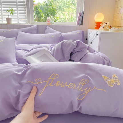 91家纺网 家纺一手货源 找家纺 （总）义博家纺 2025新款A类云朵刺绣四件套-蝴蝶