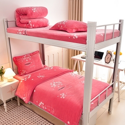 91家纺网 家纺一手货源 找家纺 硕喜 2025新款学生宿舍床系列牛奶绒学生三件套 雪花飞舞,雪花飞舞