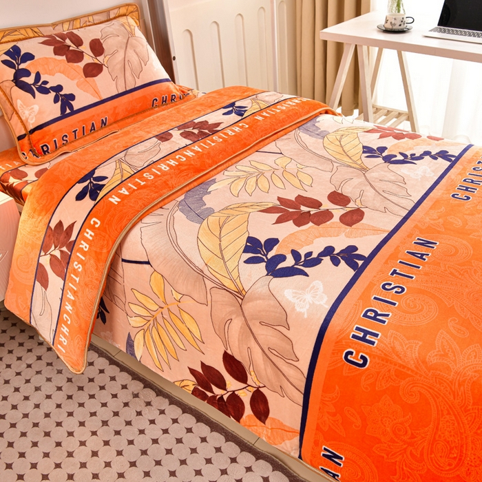 91家纺网 家纺一手货源 找家纺 硕喜 2025新款学生宿舍床系列牛奶绒学生三件套 金枝玉叶