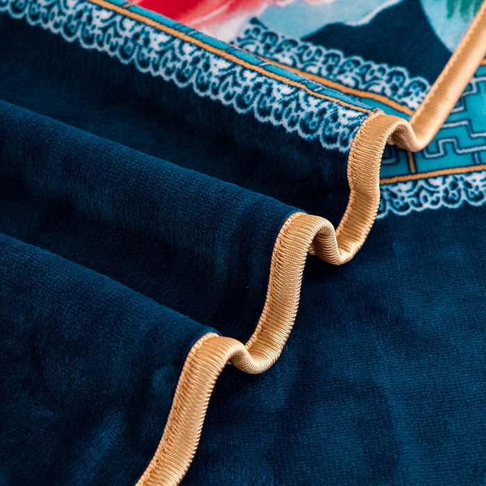 91家纺网 家纺一手货源 找家纺 硕喜 2025新款新8.5斤法莱绒四件套珊瑚牛奶金貂绒四件套床裙款 花开富贵