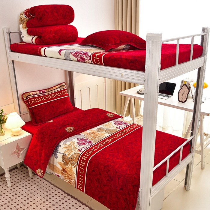 91家纺网 家纺一手货源 找家纺 硕喜 2025新款学生宿舍床系列牛奶绒学生三件套 多彩人生