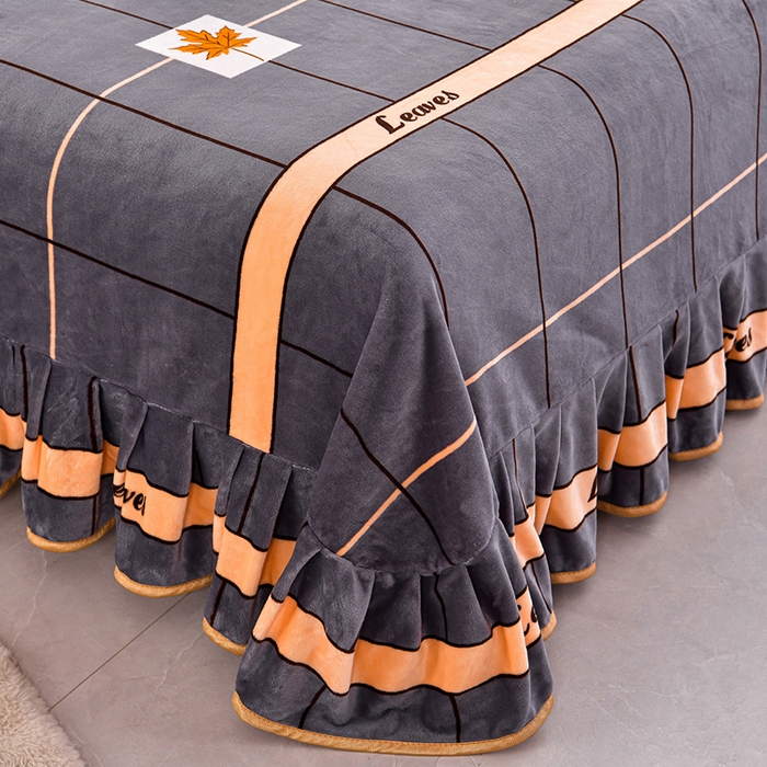 91家纺网 家纺一手货源 找家纺 硕喜 2025新款新8.5斤法莱绒四件套珊瑚牛奶金貂绒四件套床裙款 格调枫桦