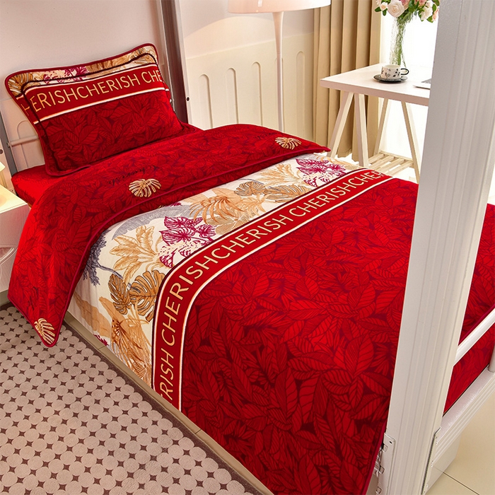 91家纺网 家纺一手货源 找家纺 硕喜 2025新款学生宿舍床系列牛奶绒学生三件套 多彩人生