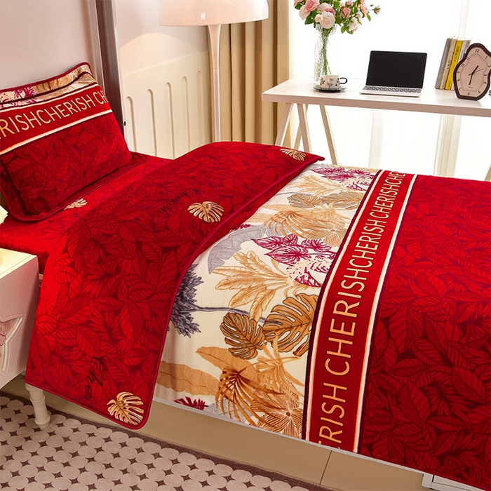 91家纺网 家纺一手货源 找家纺 硕喜 2025新款学生宿舍床系列牛奶绒学生三件套 多彩人生