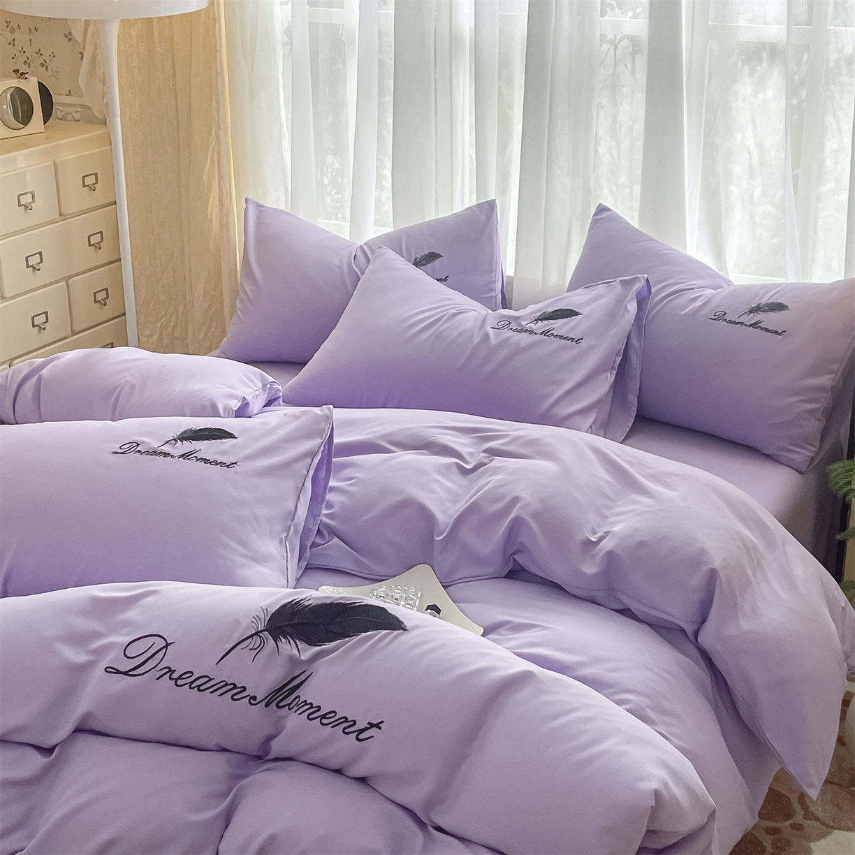 91家纺网 家纺一手货源 找家纺 （总）义博家纺 2025新款A类刺绣四件套-羽毛