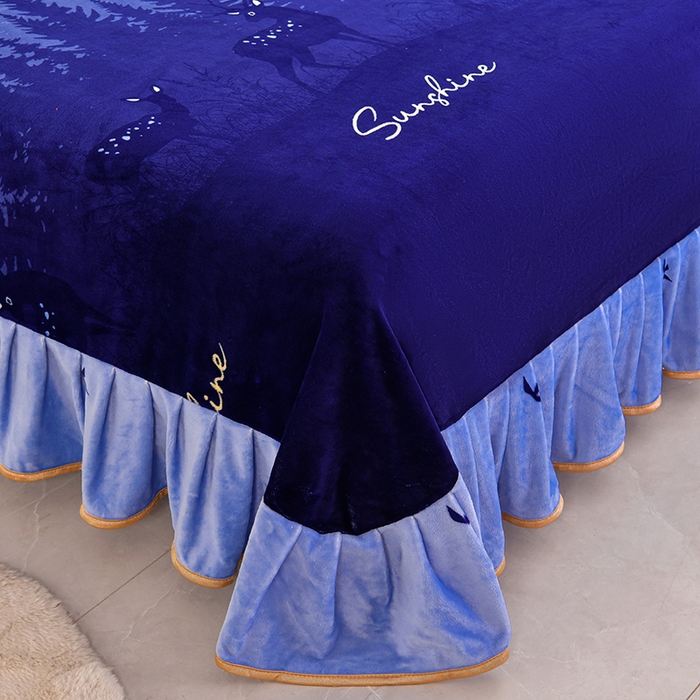 91家纺网 家纺一手货源 找家纺 硕喜 2025新款新8.5斤法莱绒四件套珊瑚牛奶金貂绒四件套床裙款 木林深处