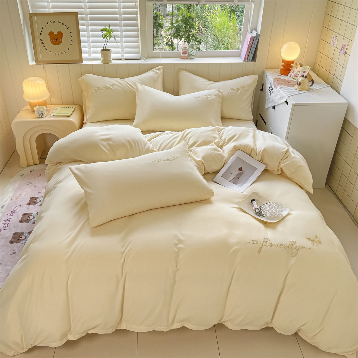 91家纺网 家纺一手货源 找家纺 （总）义博家纺 2025新款A类云朵刺绣四件套-蝴蝶