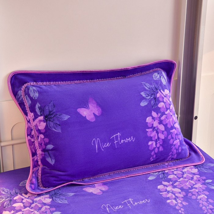 91家纺网 家纺一手货源 找家纺 硕喜 2025新款学生宿舍床系列牛奶绒学生三件套 紫罗兰