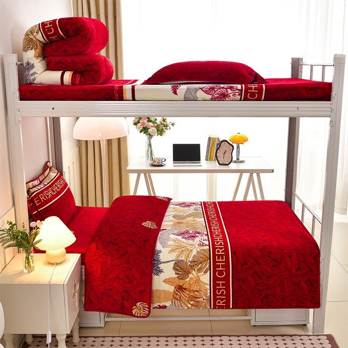 91家纺网 家纺一手货源 找家纺 硕喜 2025新款学生宿舍床系列牛奶绒学生三件套 多彩人生