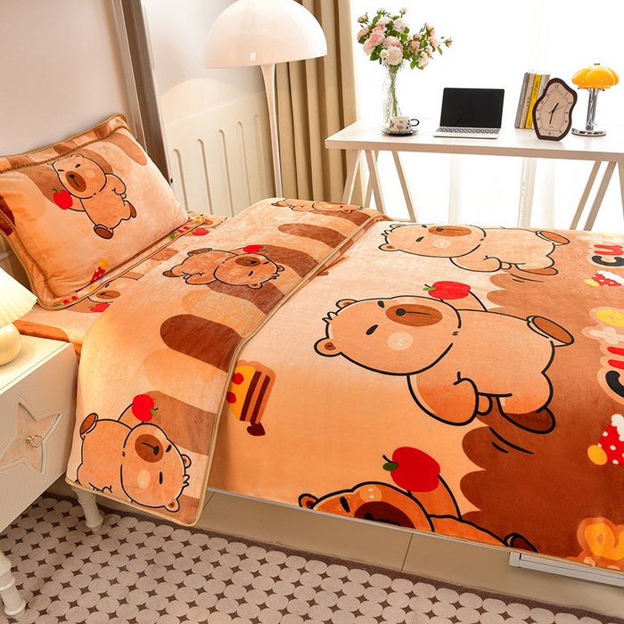 91家纺网 家纺一手货源 找家纺 （总）硕喜 2025新款学生宿舍床系列牛奶绒学生三件套