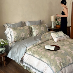 91家纺网 家纺一手货源 找家纺 （总）红番天家居馆 2025新款高精密金丝提花四件套-仲夏之梦,仲夏之梦-欧碧绿,仲夏之梦-月魄灰