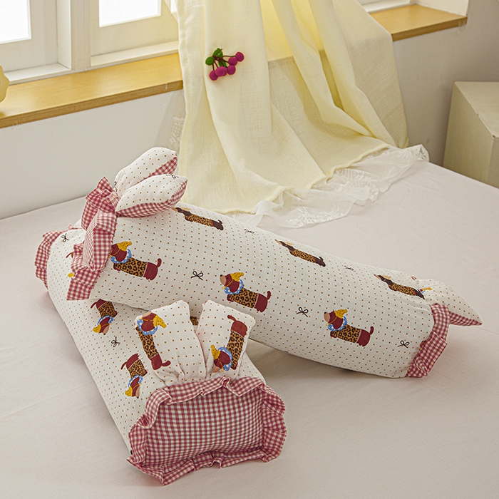 91家纺网 家纺一手货源 找家纺 眠多宝 2025新款全棉双层纱萌兔荞麦护颈枕枕头枕芯 小狗