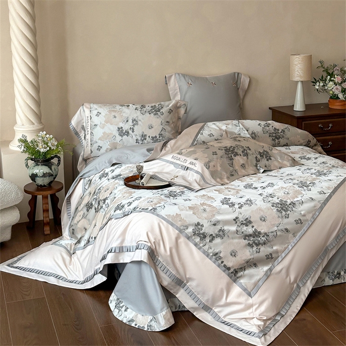 91家纺网 家纺一手货源 找家纺 红番天家居馆 2025新款高精密金丝提花四件套-仲夏之梦 仲夏之梦-月魄灰