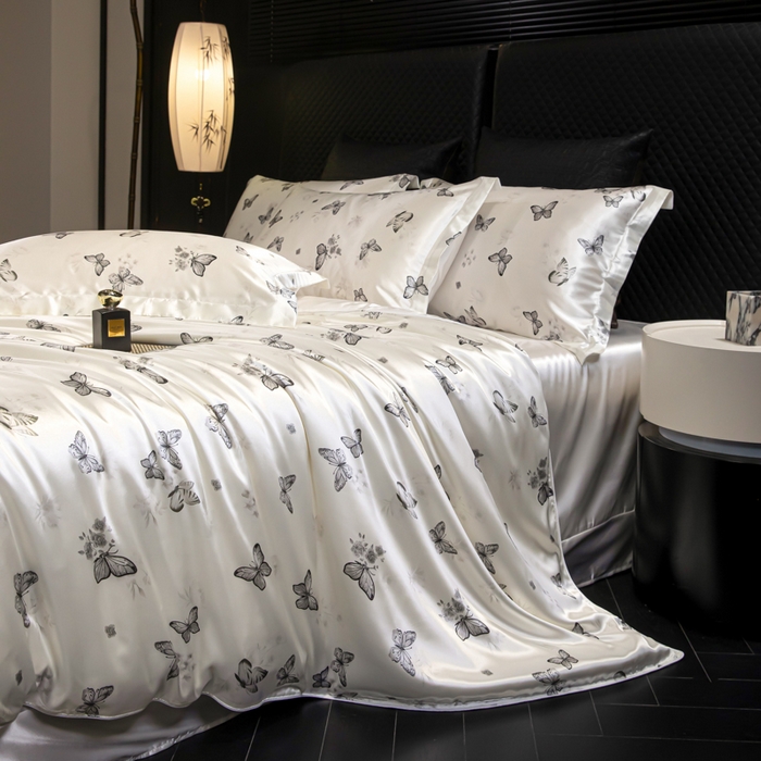 91家纺网 家纺一手货源 找家纺 【蒂梵熙家纺】2025新款夏季高端轻奢丝滑裸睡丝绸四件套冰丝豹纹水洗真丝斑马印花天丝四件套床上用品