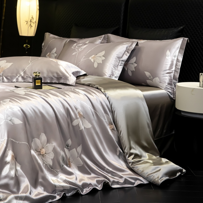 91家纺网 家纺一手货源 找家纺 【蒂梵熙家纺】2025新款夏季高端轻奢丝滑裸睡丝绸四件套冰丝豹纹水洗真丝斑马印花天丝四件套床上用品