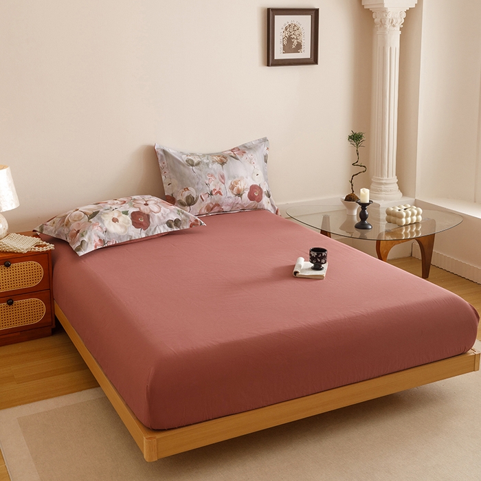 爱思佳 2025新款加厚全棉磨毛单品套件系列-单床笠 宝石红