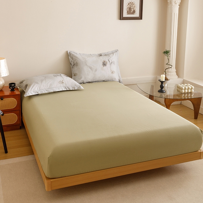 爱思佳 2025新款加厚全棉磨毛单品套件系列-单床笠 芥末绿