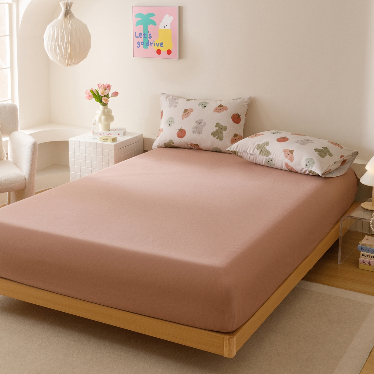 爱思佳 2025新款加厚全棉磨毛单品套件系列-单床笠 西素红