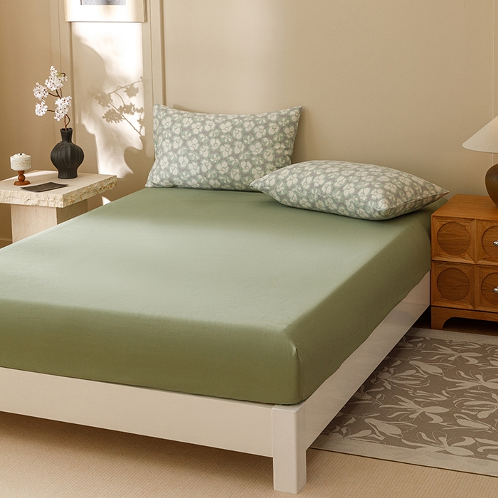 爱思佳 2025新款加厚全棉磨毛单品套件系列-单床笠 亚丁绿