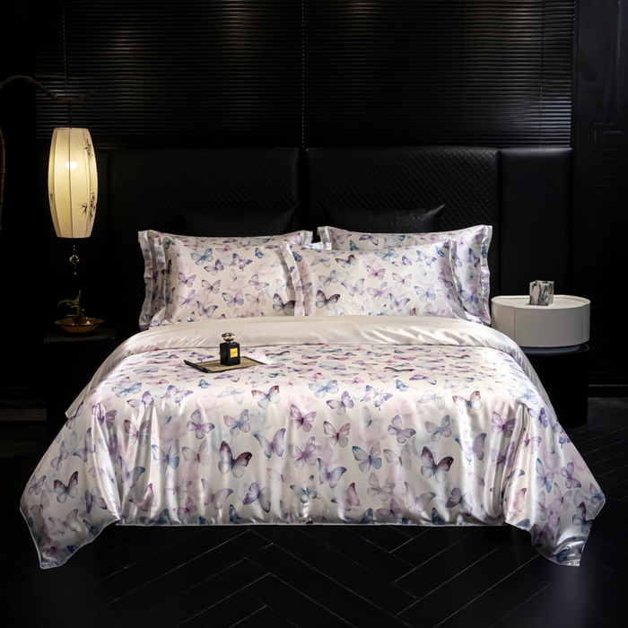 91家纺网 家纺一手货源 找家纺 2025新款夏季高端轻奢丝滑裸睡丝绸冰丝豹纹数码印花水洗真丝天丝高级感四件套