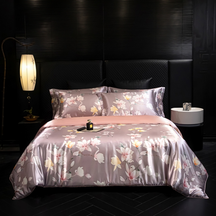 91家纺网 家纺一手货源 找家纺 2025新款夏季高端轻奢丝滑裸睡丝绸冰丝豹纹数码印花水洗真丝天丝高级感四件套