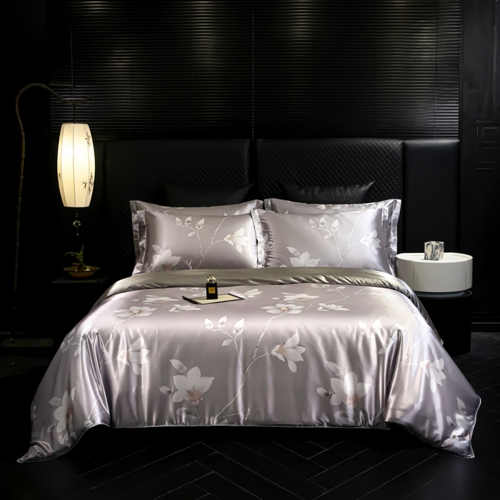 91家纺网 家纺一手货源 找家纺 2025新款夏季高端轻奢丝滑裸睡丝绸冰丝豹纹数码印花水洗真丝天丝高级感四件套