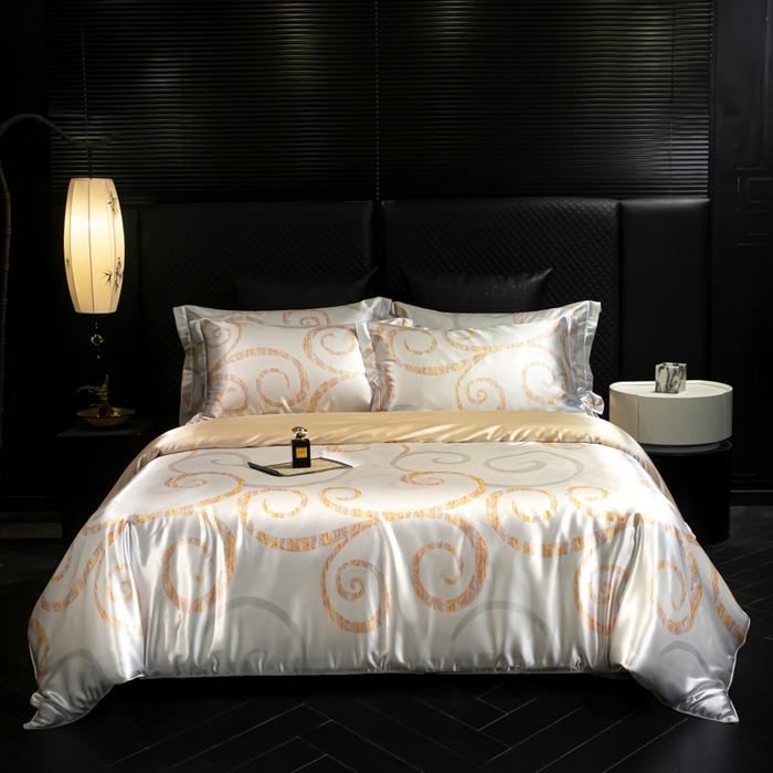 91家纺网 家纺一手货源 找家纺 2025新款夏季高端轻奢丝滑裸睡丝绸冰丝豹纹数码印花水洗真丝天丝高级感四件套