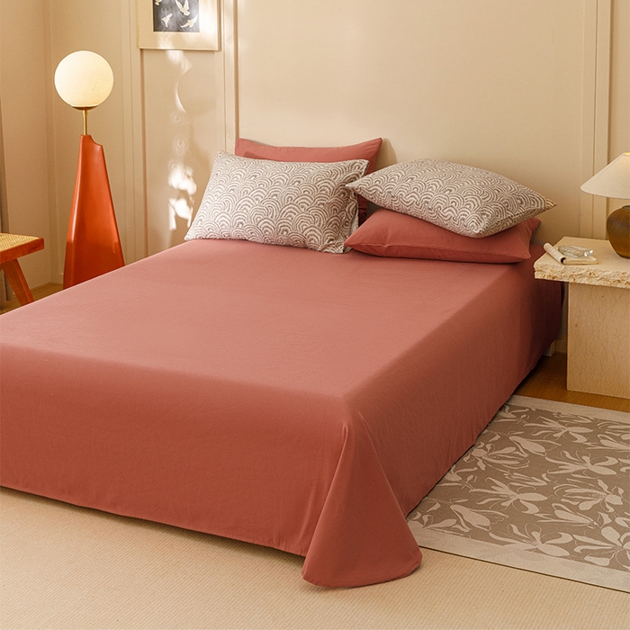 91家纺网 家纺一手货源 找家纺 爱思佳 2025新款加厚全棉磨毛单品套件系列-单床单 宝石红