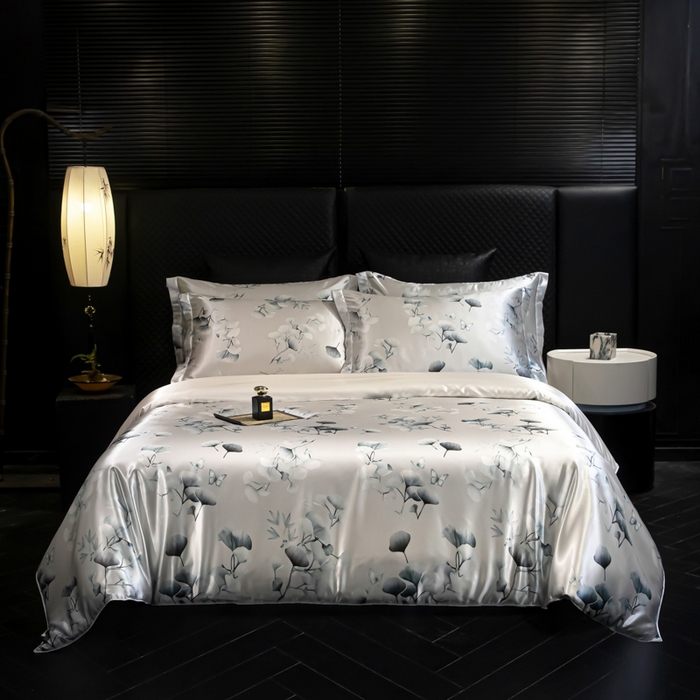 91家纺网 家纺一手货源 找家纺 2025新款夏季高端轻奢丝滑裸睡丝绸冰丝豹纹数码印花水洗真丝天丝高级感四件套