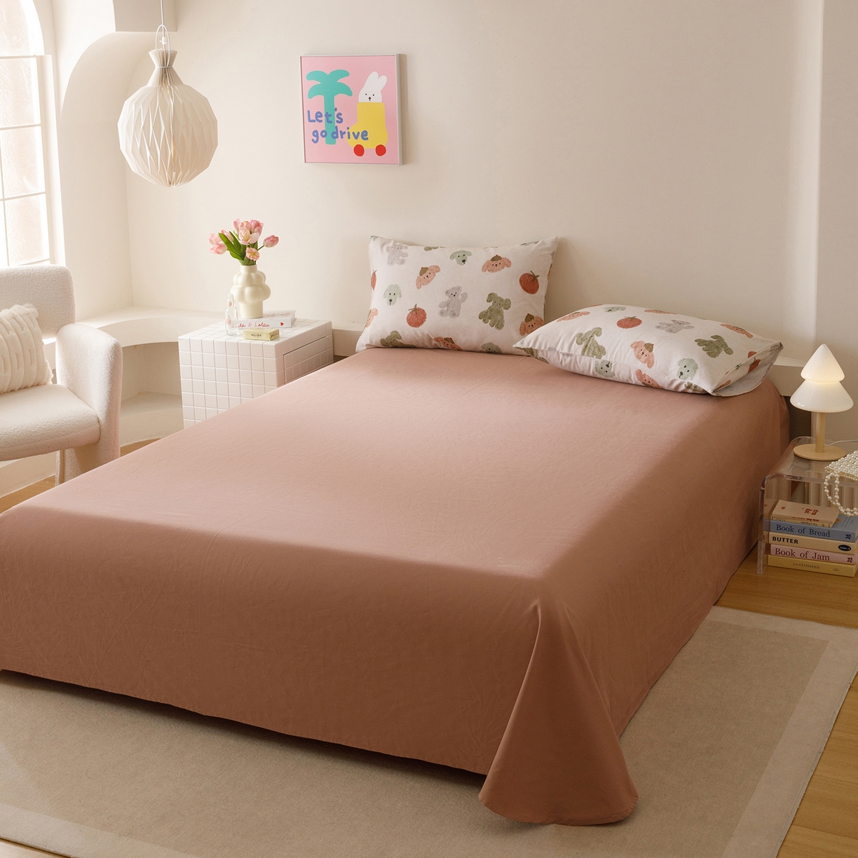 91家纺网 家纺一手货源 找家纺 爱思佳 2025新款加厚全棉磨毛单品套件系列-单床单 西素红