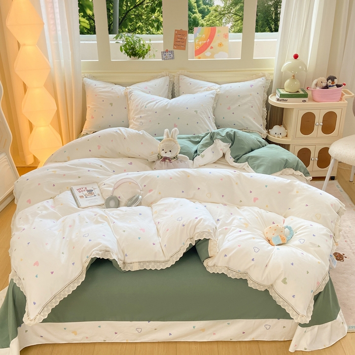 91家纺网 家纺一手货源 找家纺 （总）大麦家纺 25年新款高克重印花水洗棉花边四件套