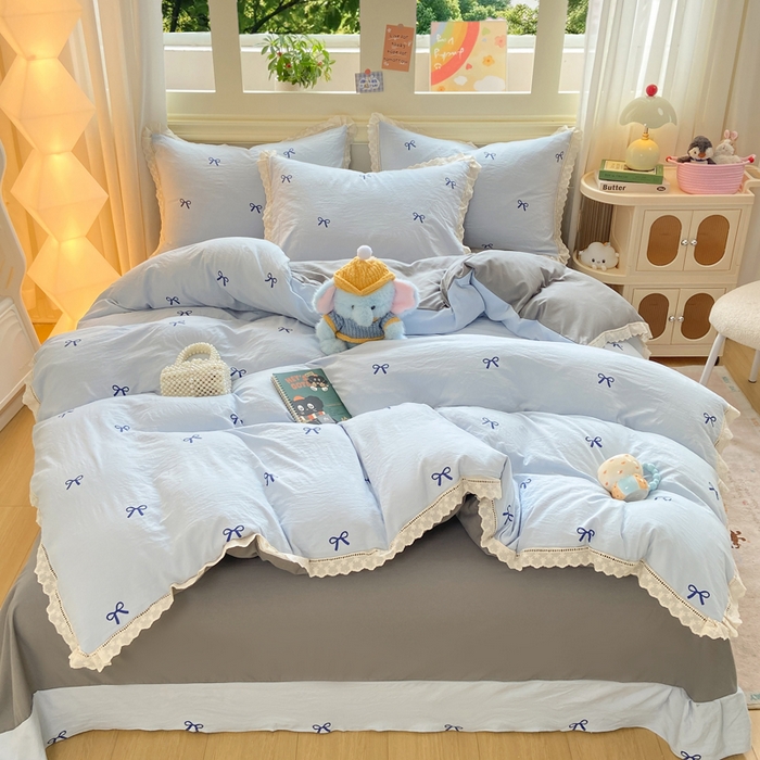 91家纺网 家纺一手货源 找家纺 （总）大麦家纺 25年新款高克重印花水洗棉花边四件套