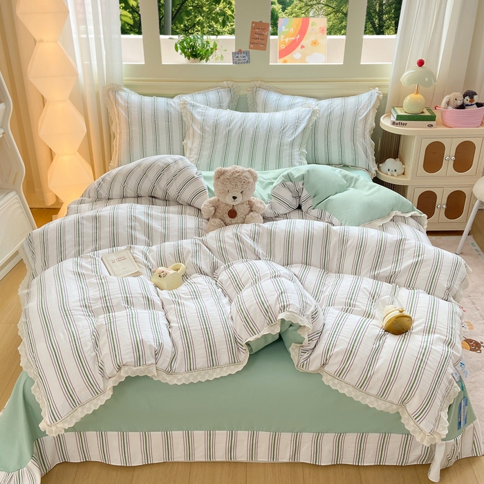 91家纺网 家纺一手货源 找家纺 （总）大麦家纺 25年新款高克重印花水洗棉花边四件套