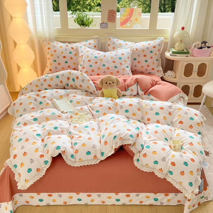 91家纺网 家纺一手货源 找家纺 （总）大麦家纺 25年新款高克重印花水洗棉花边四件套