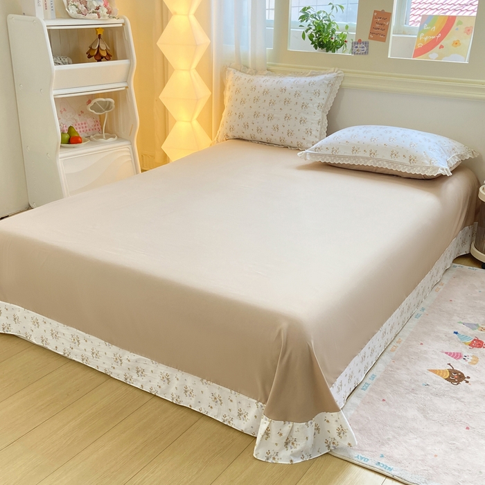 91家纺网 家纺一手货源 找家纺 大麦家纺 25年新款高克重印花水洗棉花边四件套 繁花