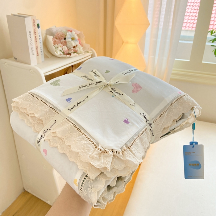 91家纺网 家纺一手货源 找家纺 大麦家纺 25年新款高克重印花水洗棉花边四件套 繁花